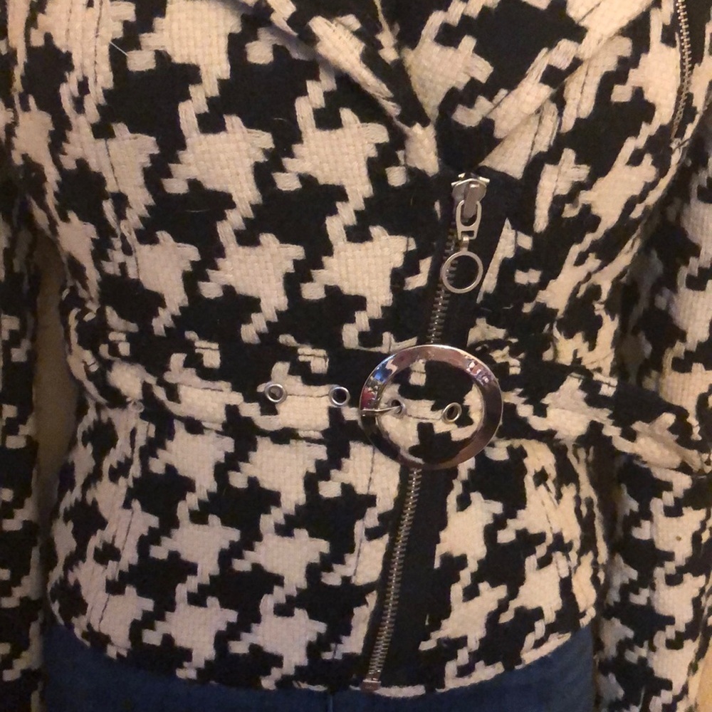 Express Wool Houndstooth Moto Style Jacket - image 3